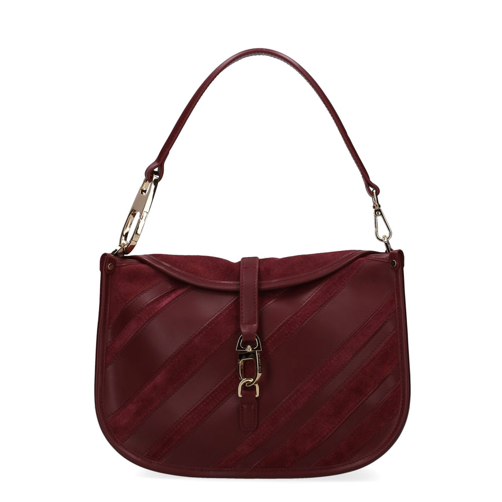 My Best Bag Firenze Bordeaux Leather Stripes Hobo Bag - Image 6