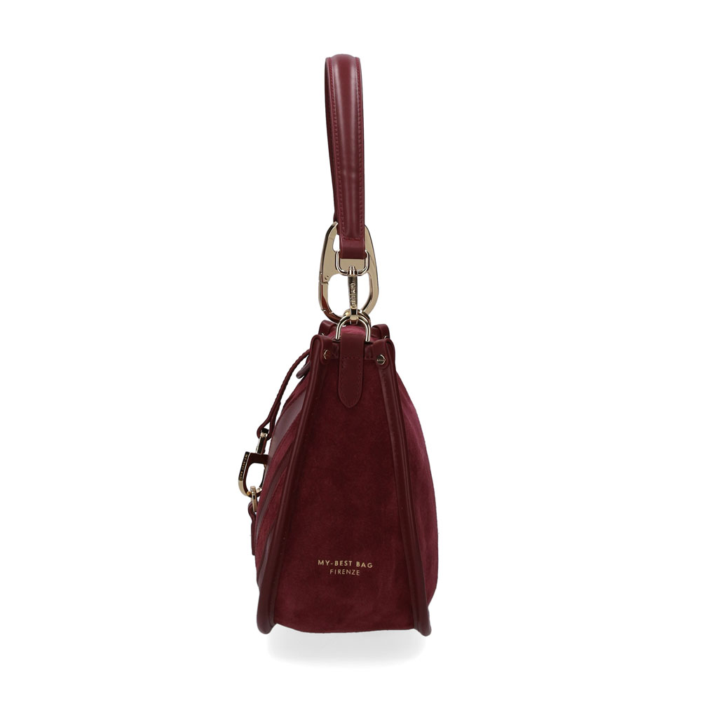 My Best Bag Firenze Bordeaux Leather Stripes Hobo Bag - Image 2