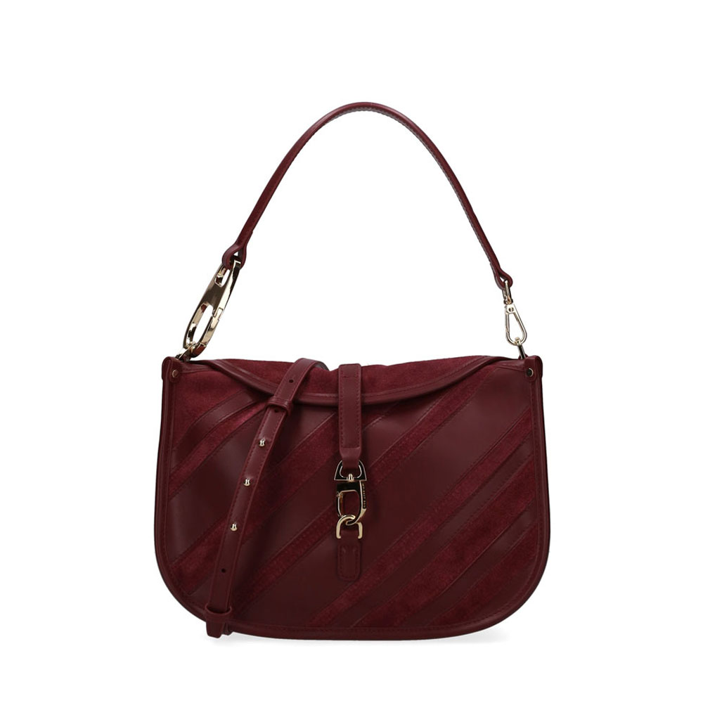 My Best Bag Firenze Bordeaux Leather Stripes Hobo Bag