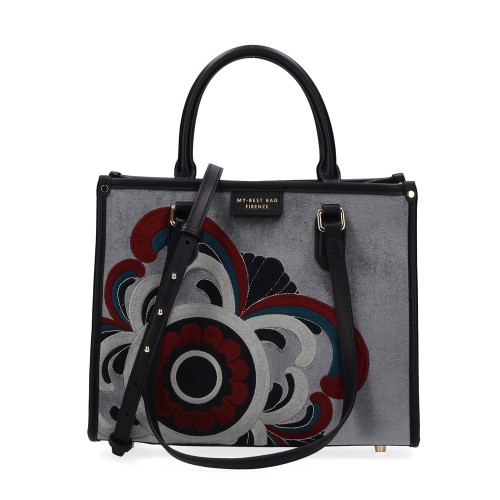 MY-BEST-BAG-FIRENZE-MANDALA-GREY-VELVET-MEDIUM-TOTE